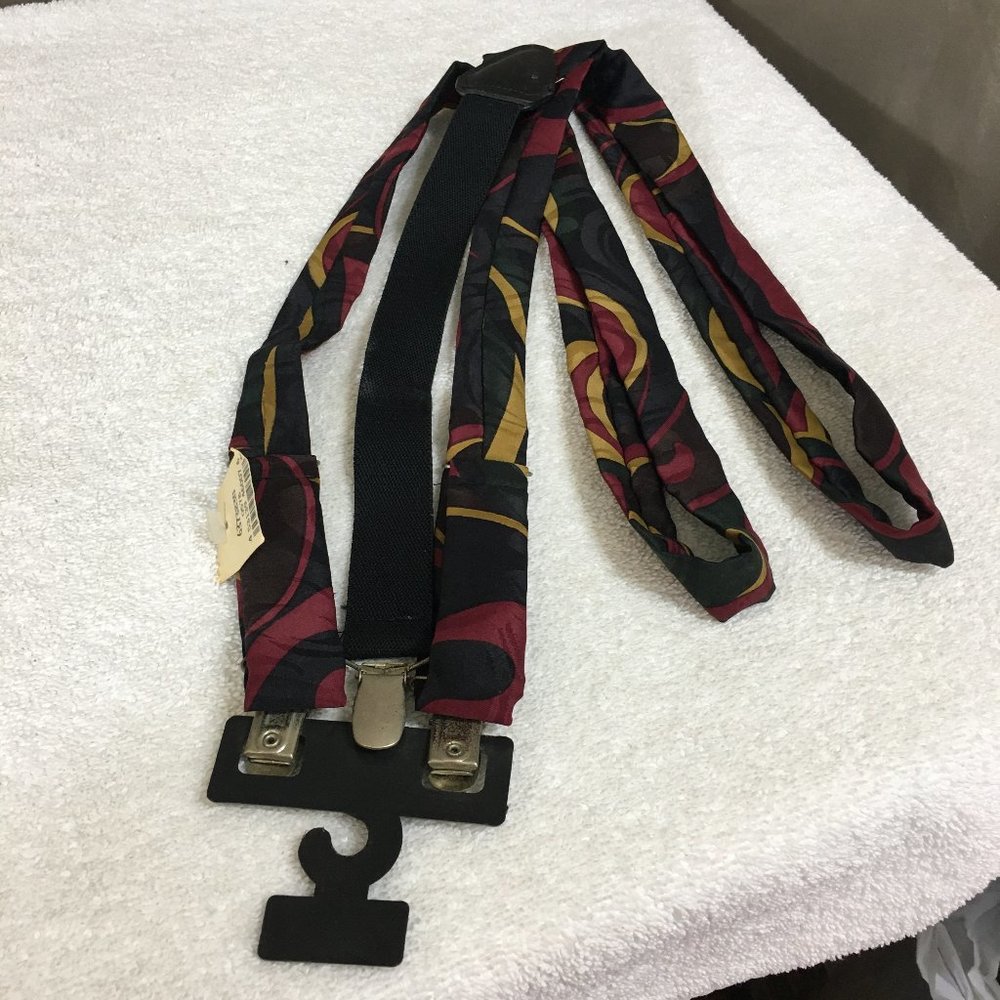 Vintage NOS Never Used Silky Men’s Suspenders Adjustable Maroon, Black, Beige
